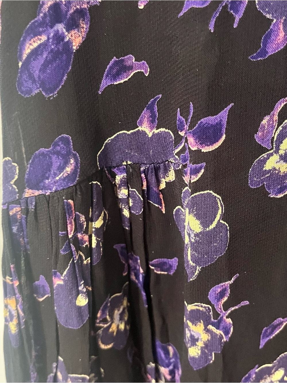 GANNI Floral Midi Dress Black Purple Long Sleeve Size 38/US size 6 - Picture 5 of 14